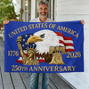 Custom Family Name 250th Anniversary United States Of America 1776-2026 Eagle House Flag HO82 902836