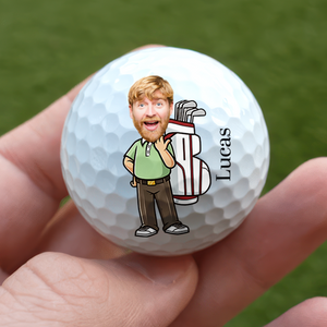 Personalised Cartoon Character Man Woman Double Sided Golf Ball with Name Gift for Golfer HO82 900912