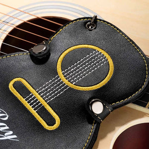 Personalized Guitar-Shaped PU Leather Guitar Picks Storage Case And Key Ring Gift for Guitar Player HA75 898500