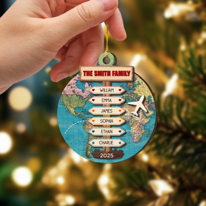 Custom Family Name Travel Adventure 2 Layer Wooden Ornament LM32 895447
