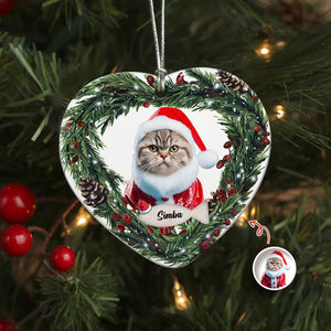 Custom Photo Cat Personalized Heart Shaped Ceramic Ornament For Christmas HA75 897466