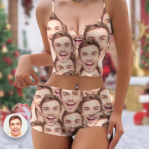 Custom Funny Face Appliques Notched Neckline Lingerie Set LM32 893907