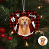 Custom Photo Dog Christmas Heart Shaped Ceramic Ornament HA75 897456