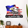 Custom Family Name Eagle & American Flag Monogram Metal Sign LM32 897901