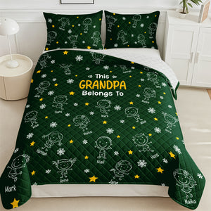 This Grandpa Grandma Belongs To Kids - Personalized Quilt Bedding Set HO82 900420