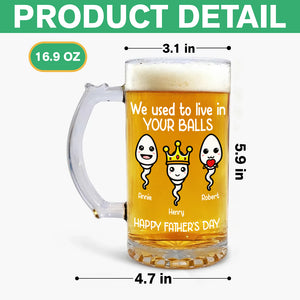 We Used To Live In Your Balls Personalized Glass Beer Mug Funny Father's Day Gift CH07 895564