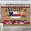 Personalized Family Name America 250th Anniversary Doormat HA75 898942