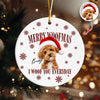 Custom Dog Photo Merry Woofmas Ceramic Ornament - Gift For Christmas, Dog Lovers Gift HO82 903314