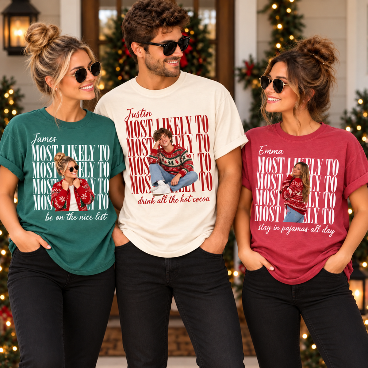 Custom Family Photo Most Likely To Comfort Shirt Christmas Gift TH10 171561