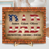 Personalized Gift For Dad American Flag and Red Brick 2-Layered Wooden Plaque With Stand LM32 893631