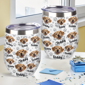 Custom Photo Funny Pet Face Pattern Dog Cat Wine Tumbler HA75 892342
