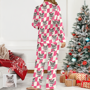 Custom Cat Photo Checker Design For Cat Lover Pajamas TH10 894981