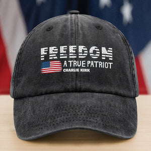 Charlie Kirk A True Patriot Rest In Peace Washed Denim Baseball Cap HO82 65760