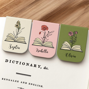 Custom Leather Birth Flower Leather Magnetic Bookmark For Book Lovers CH07 899518