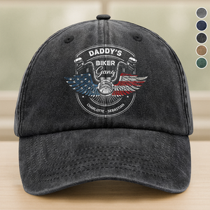Personalized Grandpa's Biker Gang Washed Baseball Denim Cap CH07 896634