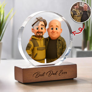 Custom 3D Catoon Photo Gift For Dad Round Acrylic Frame Block LM32 893653