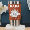Custom Kids Names Papa Fist Bump Leather Tumbler - Personalized Gift for Dad And Grandpa HO82 902614