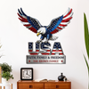 Custom Family Name Monogram Metal Sign, USA Eagle Patriotic Wall Decor, Personalized American Flag Sign CH07 911002