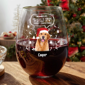 Custom Pet Photo Life Would Be Boring Without Me Wine Glass CH07 896418