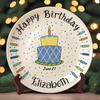 Custom Name Happy Birthday Cake & Candles Ceramic Plate - Personalized Birthday Gift LM32 669411