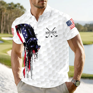Personalized American Skull Flag Polo Shirt Gift For Golfer, Golf Lovers CH07 899870
