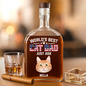 Custom Photo American Best Dog Dad - Personalized Whiskey Bottle HO82 894144