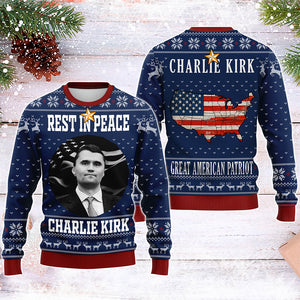 Personalized Rest In Peace Charlie Kirk Ugly Christmas Sweater HO82 900324