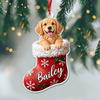 Personalized Pet Face Christmas Stocking Acrylic Ornament TH10 171451