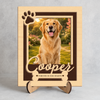 Personalized Pet Memorial Photo Frame, Custom Dog Loss Wooden Sign, Paw Print Picture Plaque HO82 903034