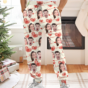 Custom Couple Photo With Heart Pattern Sweatpants HA75 892638