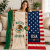 Mexican American Flag Fleece Blanket, Patriotic Gift for Mexican American Families K228 921868