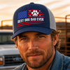 Personalized Best Dog Dad, Dog Mom Ever America Flag Trucker Hat For Dog Lover TH10 170267