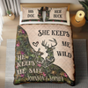 She Keeps Me Wild Personalized Hunter Couple Quilt Bedding Set Gift For Couple, Husband, Wife CH07 895478