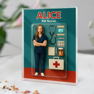 Custom Photo 3D Effect Nurse Figure Acrylic Block Plaque, Unique Keepsake HO82 893910