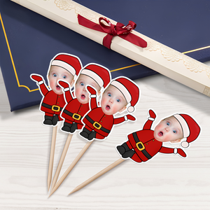 Custom Photo Cute Santa Claus Cupcake Topper Christmas Gift For Family CH07 896356