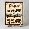 Papa Bear With Kid Name Family 2-Layered Wooden Plaque With Stand Personalized Gift For Father's Day, Dad HO82 894042