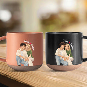 Custom Couple Watercolor Photo Pottery Mug Valentine Gift For Him Her CH07 910194