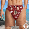 Custom Funny Face I Love My Wife, Girlfriend Beach Short Anniversary Gift LM32 669459