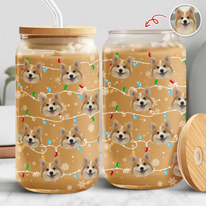 Custom Puppy Face Christmas Light Glass Can With Lid Gift For Dog Lovers CH07 896934