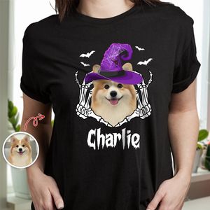 Custom Photo Halloween Dog Witch Dark Shirt HO82 900000