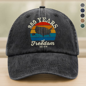 Custom Dog Photo 250 Years of Freedom EST. 1776 Washed Denim Baseball Cap LM32 895329