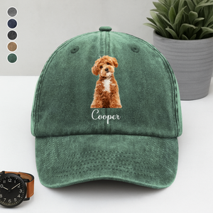 Custom Dog Cat Photo Washed Denim Baseball Cap TH10 894023