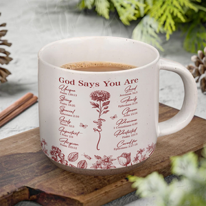 God Says You Are Christian Gift Toile De Jouy Birth Flower Pottery Mug HO82 894638