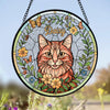 Custom Cat Photo With Flower Memorial Stained Glass Suncatcher, Pet Loss Gift HO82 894328