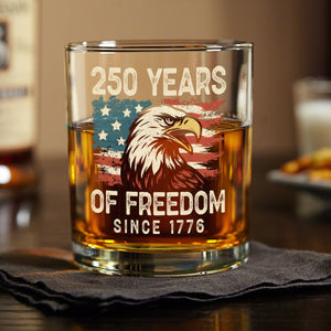 250 Years Of Freedom Since 1776 USA Bald Eagle America Flag Whiskey Glass HA75 897376