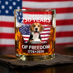 Custom Dog Photo Celebrate 250 Years of America Whiskey Glass CH07 899676