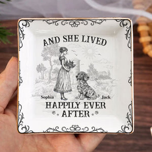 And She Lived Happily Ever After Dog Toile De Jouy Personalized Jewelry Dish LM32 893845