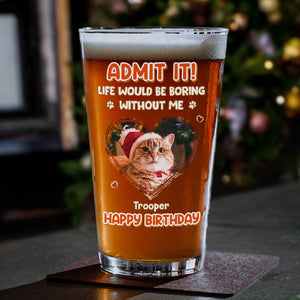 Custom Photo Dog Cat Admit It Print Beer Glass HA75 892824