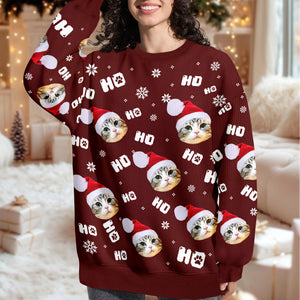 Custom Funny Cat Photo Christmas Ugly Sweater Personalized Gift For Cat Lover CH07 899570