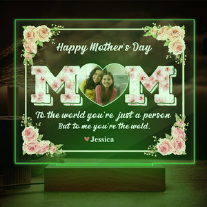 Mom, To Me You're The Wold Custom Photo Acrylic Plaque LED Night Light Mothers Day Gift For Mom CH07 895276